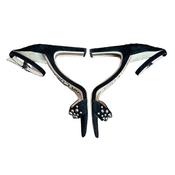 SAM EDELMAN YOSHI black SUEDE PUMPS adjustable ankle STRAP STUDDED edgy Sz 9 - Picture 13 of 13